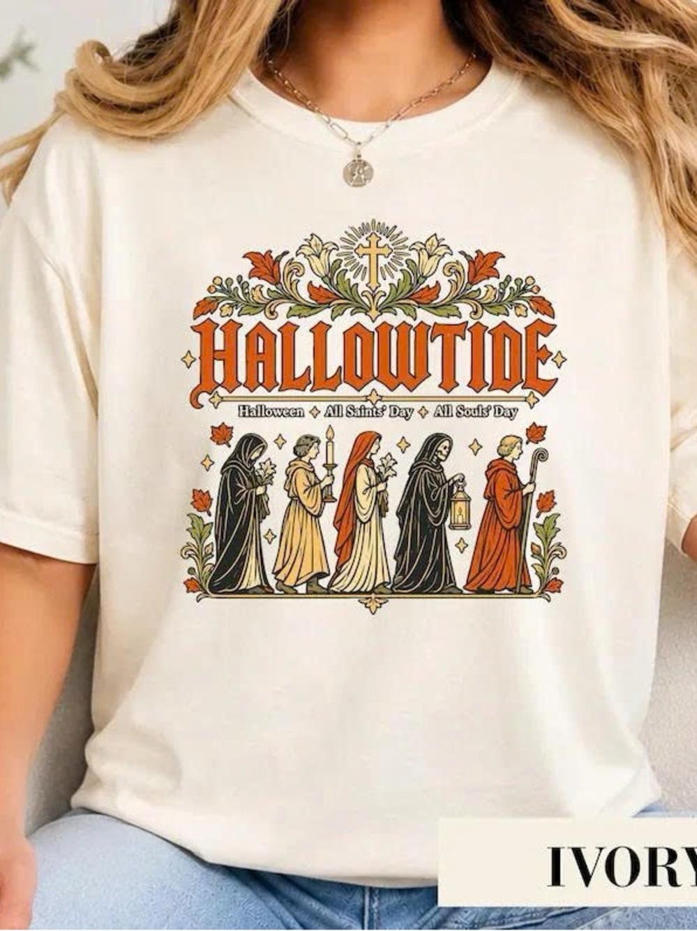 Ivory Hallowtide Graphic Tee - Seasonal Holiday Shirt